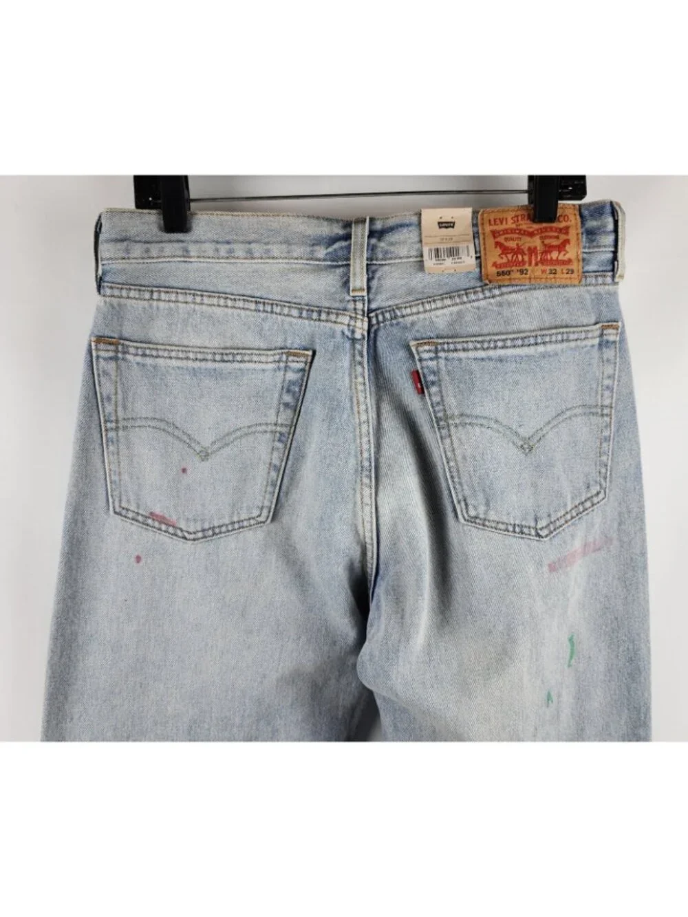 Levis 550 '92 Jeans Mens 32x29 Relaxed Taper Stained Distressed New